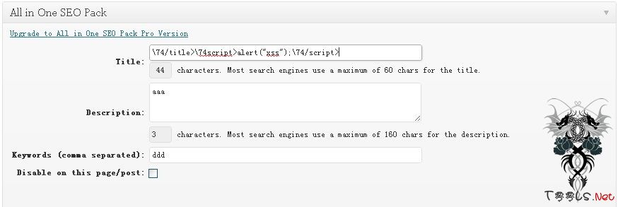 Wordpress Plugin[All-in-one-seo-pack] Xss