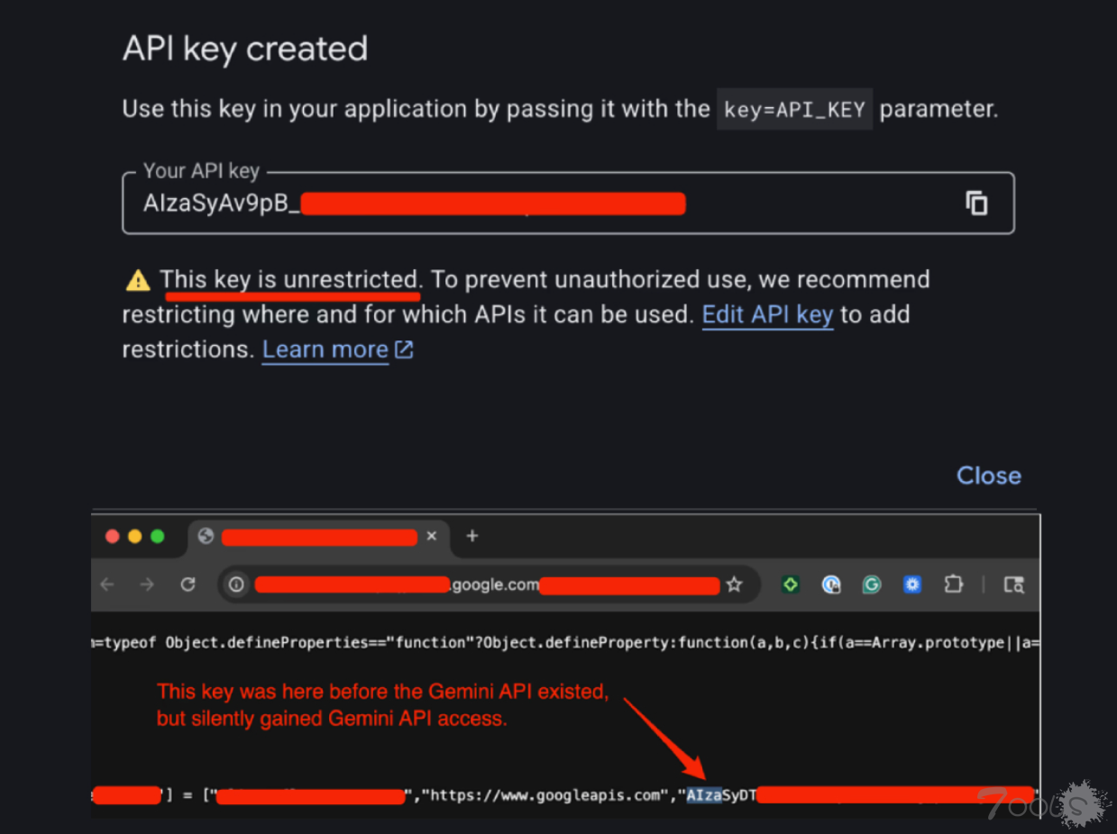 API启用后，数千个可通过Gemini Access访问的Google Cloud公共API密钥遭到泄露